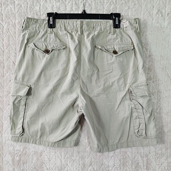 VTG Polo Ralph Lauren Drill Khaki Short 36 Cargo Utility Canvas Y2K Military - Picture 2 of 11